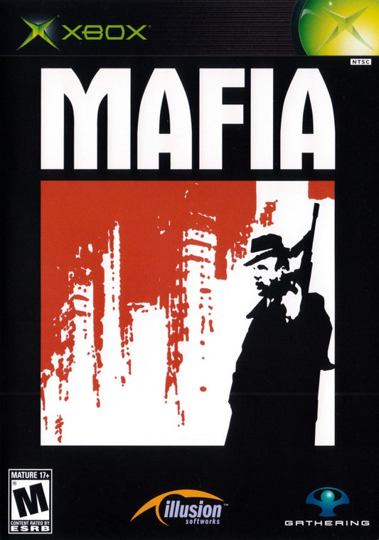 Mafia Xbox video game, open-world action adventure, crime drama storyline, third-person shooter gameplay, classic console title front cover