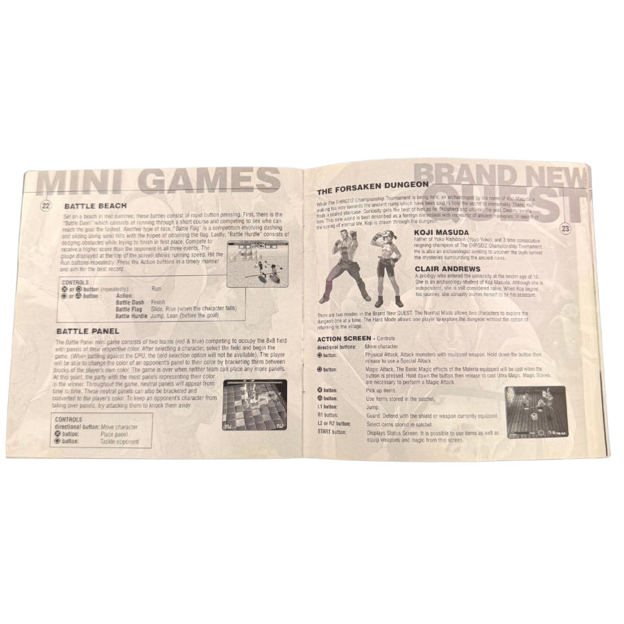 Ehrgeiz God Bless the Ring Sony PlayStation PS1 video game featuring 3D fighting gameplay martial arts combat weapon based battles iconic characters arcade style action special moves arena battles and classic 32 bit PlayStation gameplay retro video game collection collectible gaming appeal manual