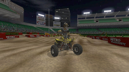 ATV Offroad Fury 2 PlayStation 2 off-road racing video game Sony Computer Entertainment America Rainbow Studios multiple vehicle classes ATVs trucks buggies motorcycles extensive trick system career mode multiplayer split-screen competitive racing championship events freestyle competitions diverse track environments desert mud terrain vehicle upgrades unlockable content progressive difficulty racing simulation arcade style off-road motorsport gameplay screenshot