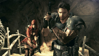 Resident Evil 5 PlayStation 4 game featuring third person action horror gameplay cooperative multiplayer campaign Chris Redfield and Sheva Alomar story intense combat upgraded HD graphics and survival horror experience by Capcom gameplay