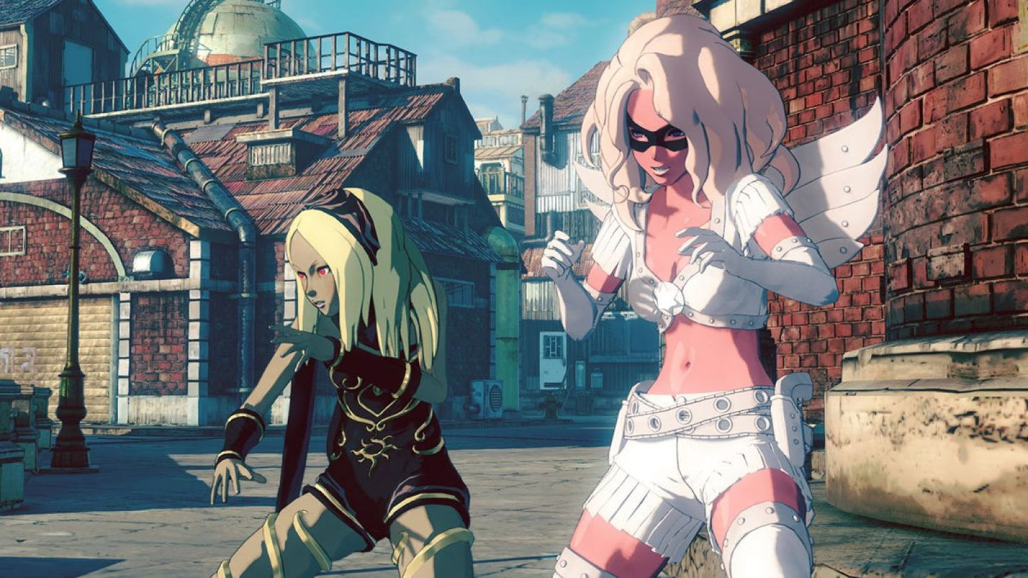 Gravity Rush 2 PlayStation 4 PS4 video game, action adventure, gravity-shifting gameplay, open-world exploration, stylized anime art style gameplay screenshot