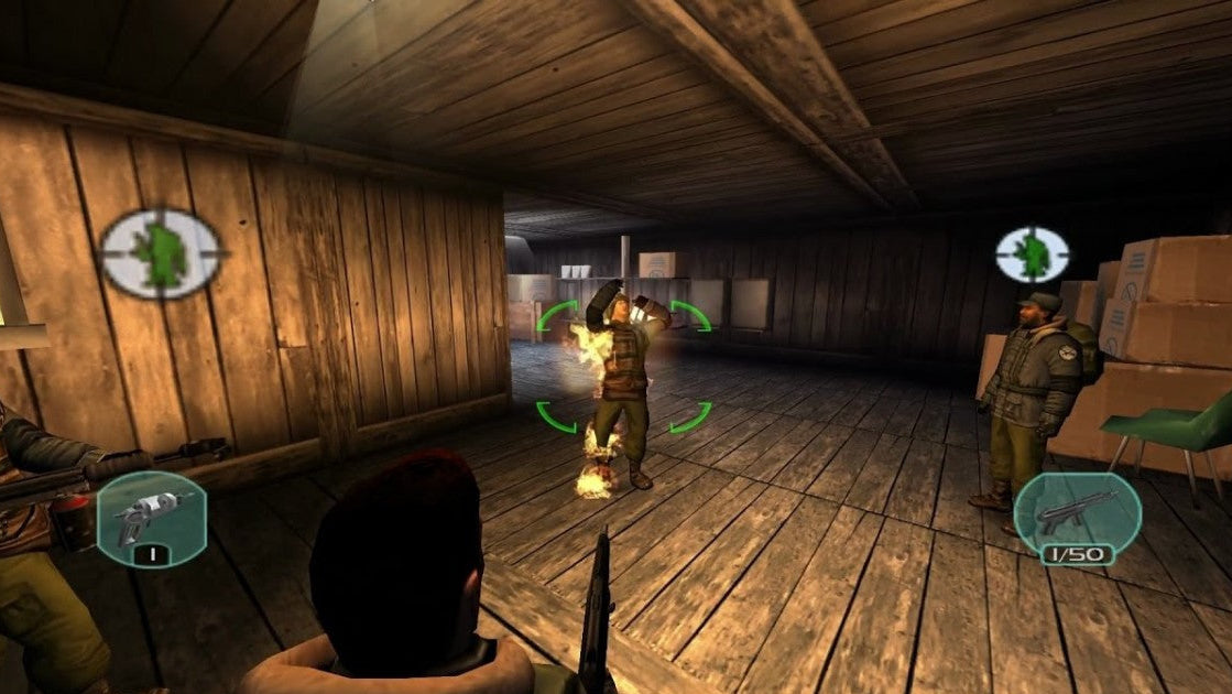 The Thing PS2 Sony PlayStation 2 survival horror game sci fi horror John Carpenter movie sequel squad based gameplay trust system infection mechanics third person shooter Antarctic setting intense atmosphere retro gaming PlayStation 2 software video game title gameplay