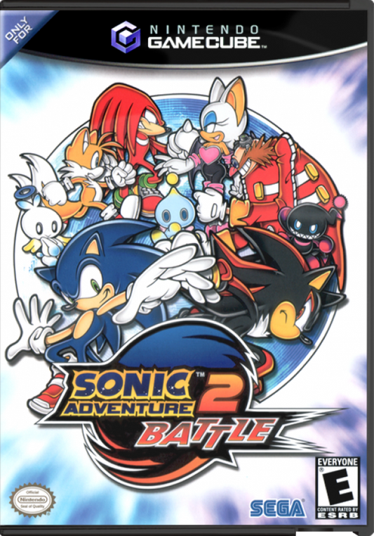 Sonic Adventure 2: Battle cover art for Nintendo GameCube (GC) 3D platforming action video game