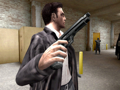 Max Payne 2 The Fall of Max Payne PS2 Sony PlayStation 2 third person shooter bullet time action noir crime thriller story driven gameplay Rockstar Games Remedy Entertainment gun combat cinematic shooting PlayStation 2 software video game title gameplay 