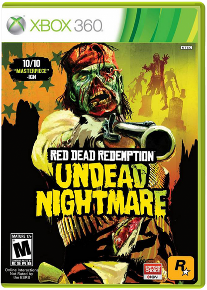 Red Dead Redemption Undead Nightmare Xbox 360 X360 for retro video game enthusiasts featuring open world action adventure gameplay zombie survival combat Wild West exploration undead enemies horseback riding weapon upgrades and collectible gaming appeal front cover art