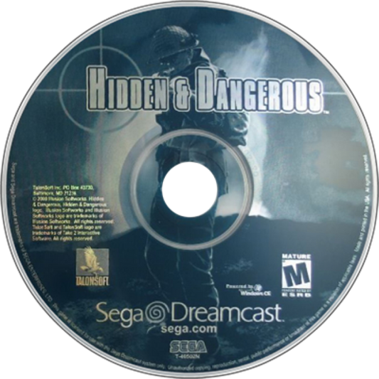 Hidden and Dangerous disc art for Sega Dreamcast (DC) video game