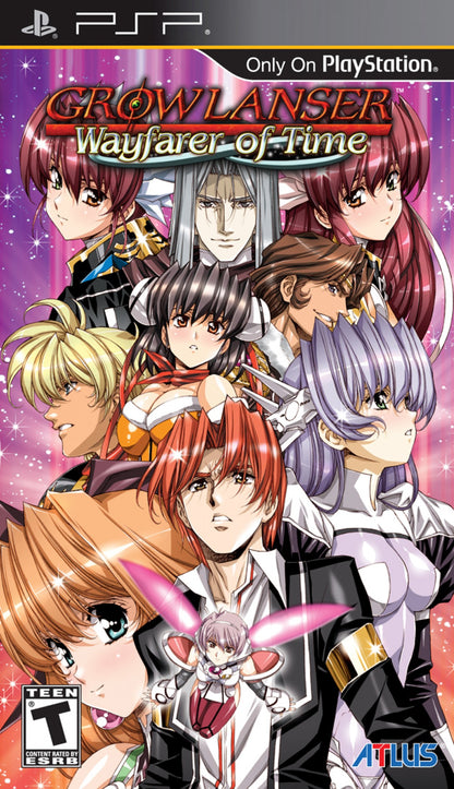Growlanser Wayfarer of Time PSP inspired design featuring fantasy tactical role playing adventure aesthetic real time strategy combat branching story paths memorable characters magical kingdoms deep character relationships anime inspired artwork and immersive RPG gameplay presentation cover art