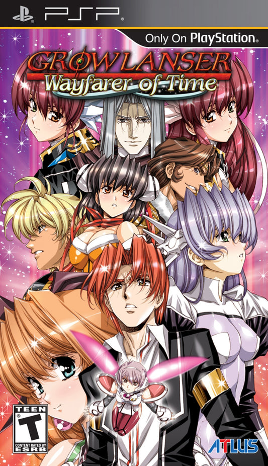 Growlanser Wayfarer of Time PSP inspired design featuring fantasy tactical role playing adventure aesthetic real time strategy combat branching story paths memorable characters magical kingdoms deep character relationships anime inspired artwork and immersive RPG gameplay presentation cover art