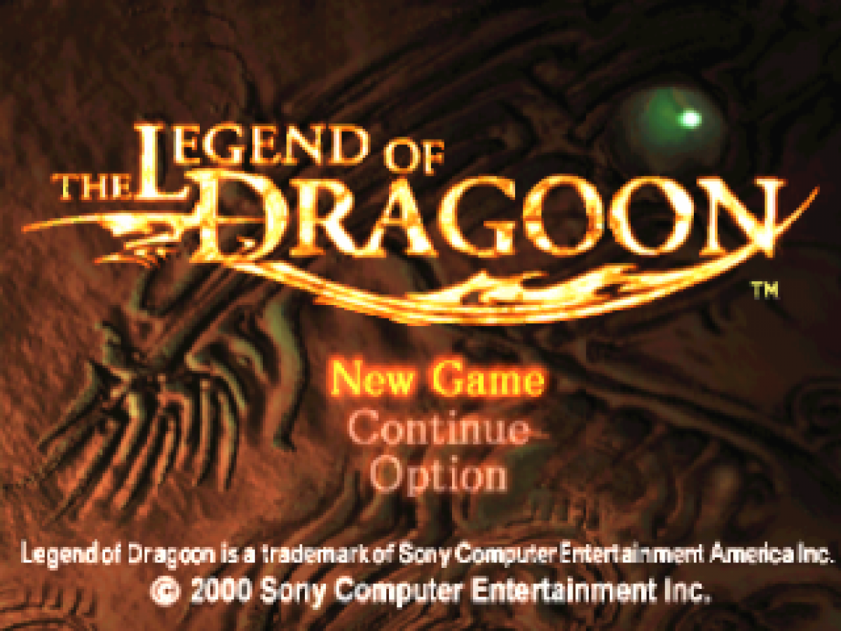 Legend of Dragoon retro fantasy role-playing RPG game for PlayStation 1 (PS1) title screen