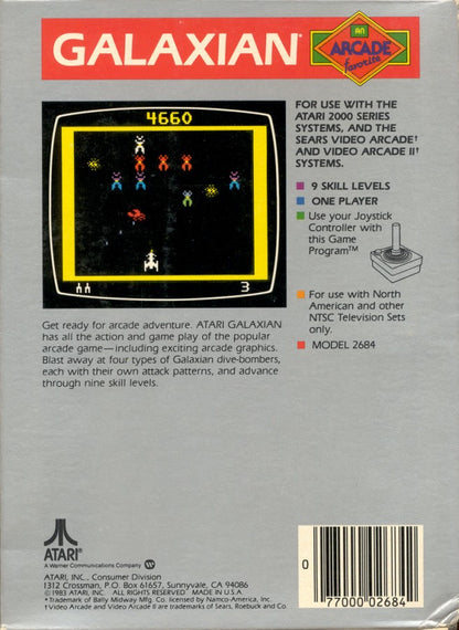 Galaxian back of case for Atari 2600 (2600) video game