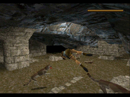 Tomb Raider gameplay for PlayStation 1 PS1 video game, action adventure, exploration and puzzle solving, classic Lara Croft debut title