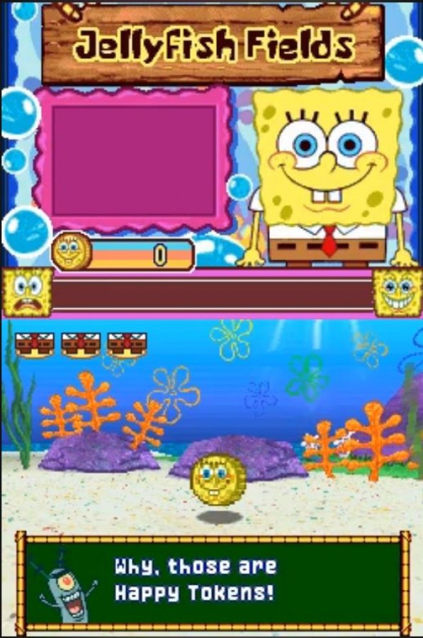 SpongeBob’s Truth or Square for Nintendo DS platformer video game featuring classic SpongeBob episodes themed levels puzzle platforming mini games cartoon humor and a family friendly underwater adventure experience gameplay