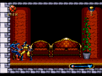 Wolverine Adamantium Rage Sega Genesis side-scrolling action-platformer video game featuring Marvel's clawed mutant with regenerative health system gameplay