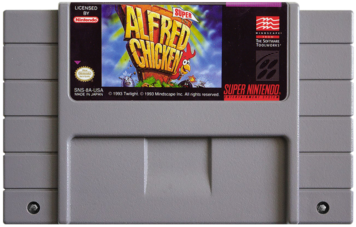 Super Alfred Chicken cartridge for Super Nintendo Entertainment System (SNES) retro video game