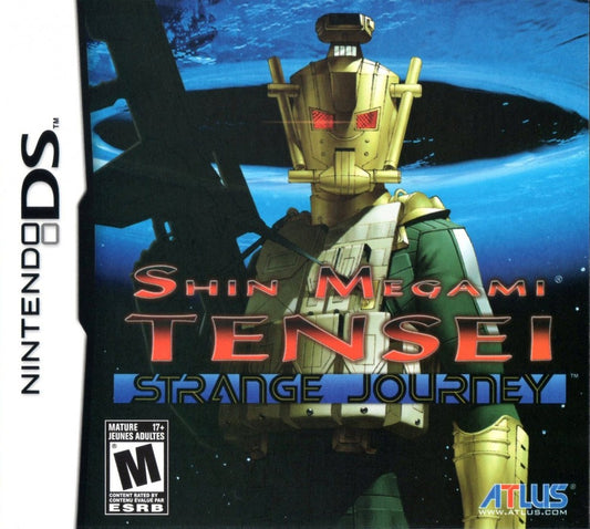 Shin Megami Tensei Strange Journey Nintendo DS game featuring first person dungeon crawling RPG gameplay with demon negotiation alignment based story paths and strategic turn based combat in a sci fi setting frront cover