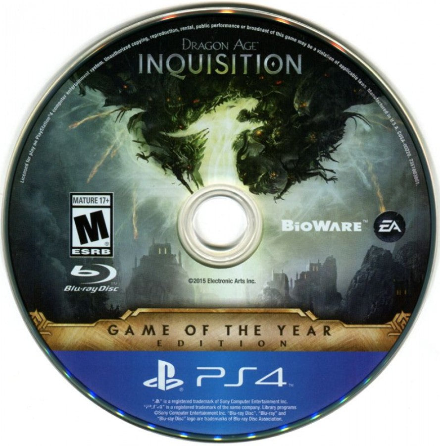 Dragon Age: Inquisition [Game of the Year] – PlayStation 4 (PS4) video game disc, action RPG by BioWare