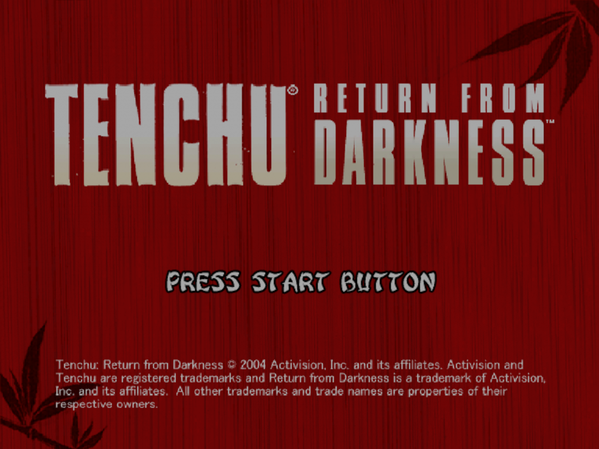 Tenchu: Return from Darkness retro Xbox video game Tenchu Return from Darkness stealth action ninja combat assassination missions third person infiltration gameplay console title Xbox release title screen