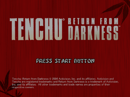 Tenchu: Return from Darkness retro Xbox video game Tenchu Return from Darkness stealth action ninja combat assassination missions third person infiltration gameplay console title Xbox release title screen