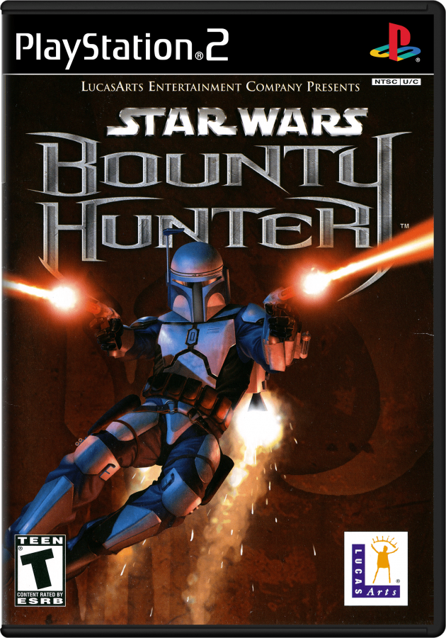 Star Wars: Bounty Hunter – PlayStation 2 (PS2) video game cover image, action-adventure shooter.