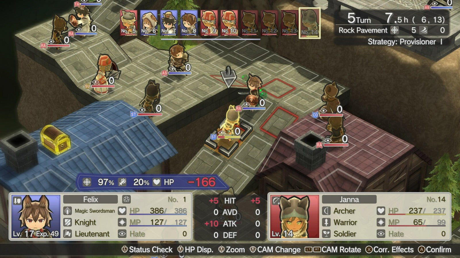 Cross Tails [Import] for PlayStation 5 (PS5) at Gamers INC, featuring a deep tactical RPG experience with a classic quarter-view perspective, where you command customizable units in a story-driven conflict between the feline Kingdom of Ranverfurt and the canine Republic of Hinkula gameplay screenshot