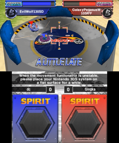 Beyblade: Evolution gameplay for Nintendo 3DS (3DS). A motion‑focused Beyblade battle game for Nintendo 3DS, featuring precision launch mechanics and fast arena duels built around the system’s unique controls.