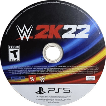 WWE 2K22 disc for PlayStation 5 (PS5) wrestling sports video game