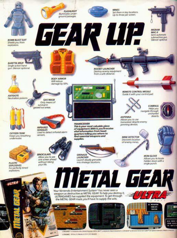 Metal Gear advert for Nintendo Entertainment System (NES) retro video game