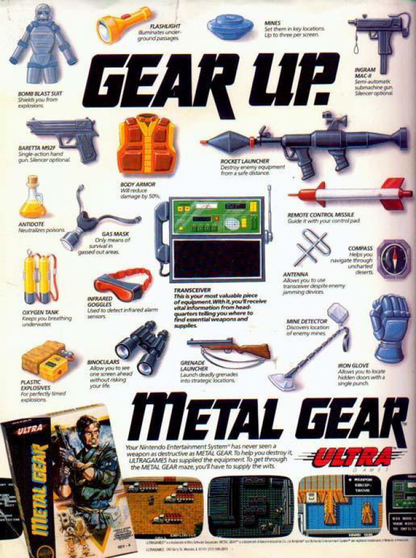 Metal Gear advert for Nintendo Entertainment System (NES) retro video game