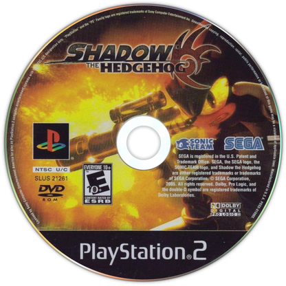 Shadow the Hedgehog PlayStation 2 PS2 for retro video game enthusiasts featuring action platforming gameplay high speed exploration third person shooting branching story paths multiple endings iconic Sonic universe adventure and collectible gaming appeal disc