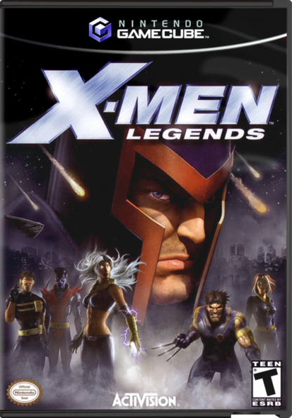 X-Men Legends cover art for Nintendo GameCube (GC) action RPG superhero video game