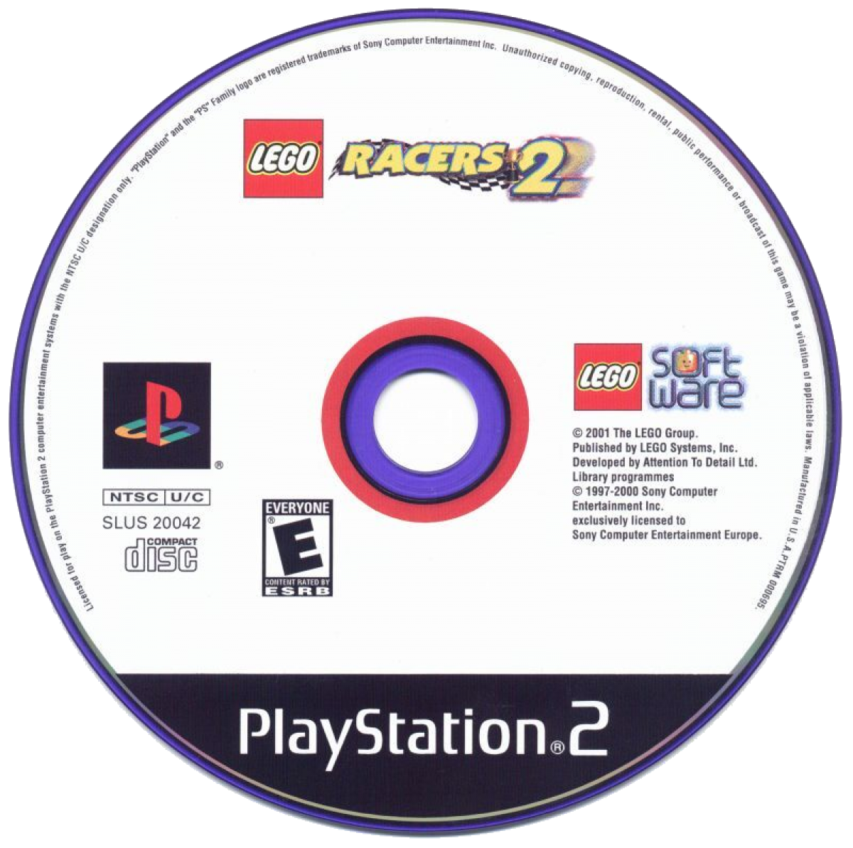 LEGO Racers 2 disc art for PlayStation 2 (PS2) video game