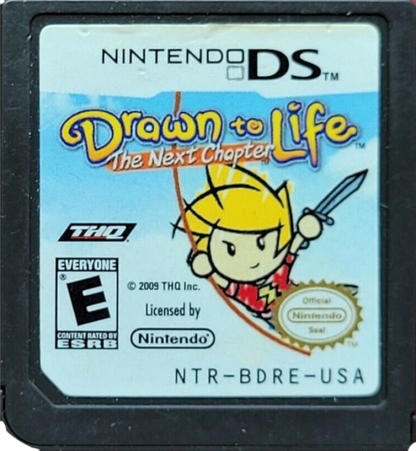 Drawn to Life The Next Chapter Nintendo DS platformer adventure game creative drawing gameplay custom characters world creation puzzle platforming story driven action THQ touch screen stylus controls Nintendo DS software video game title cartridge 