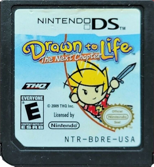 Drawn to Life The Next Chapter Nintendo DS platformer adventure game creative drawing gameplay custom characters world creation puzzle platforming story driven action THQ touch screen stylus controls Nintendo DS software video game title cartridge 