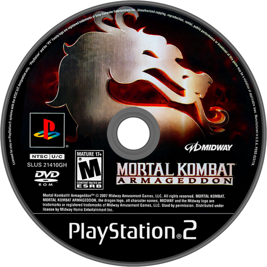 Mortal Kombat Armageddon PlayStation 2 (PS2) fighting video game disc