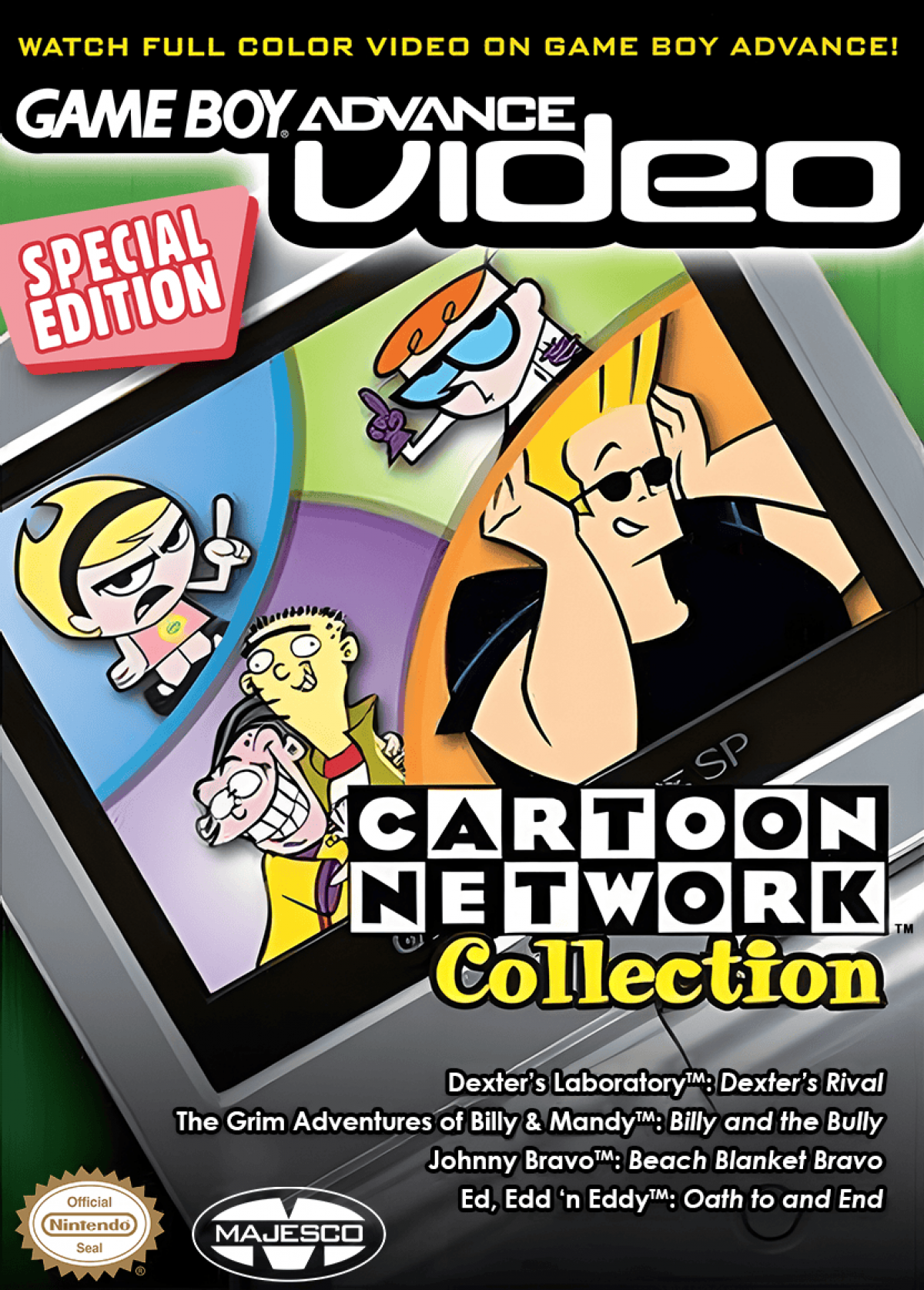 GBA Video Cartoon Network Collection Special Edition Nintendo Game Boy Advance GBA for animated cartoon entertainment retro video game fans featuring Cartoon Network episodes portable video playback classic television favorites handheld media collection nostalgic entertainment collectible gaming appeal front cover art