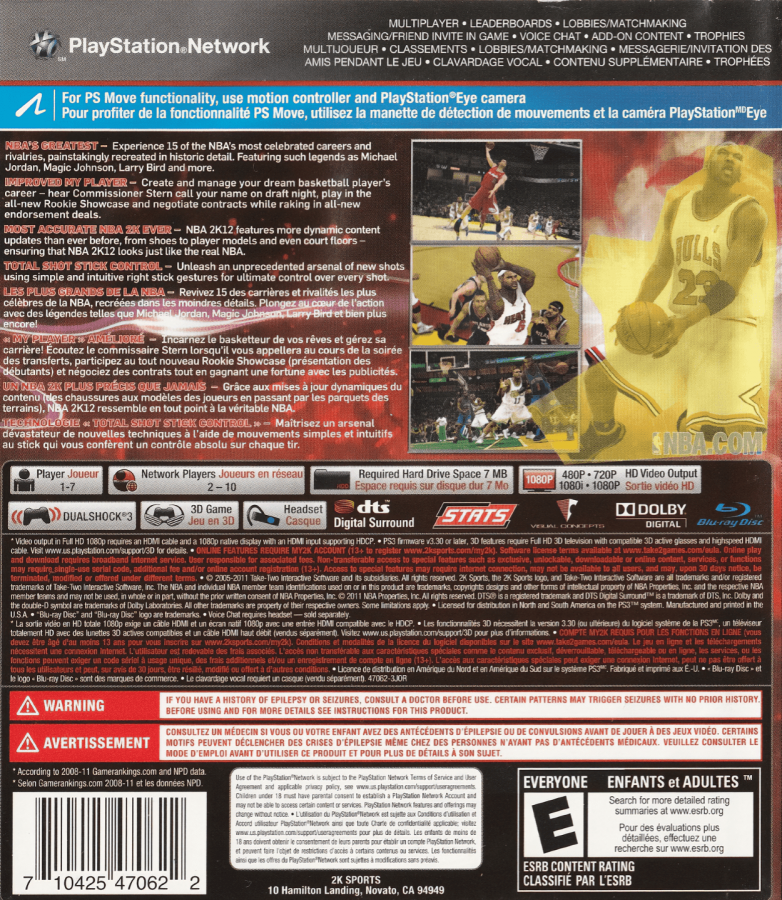 NBA 2K12 back cover art for PlayStation 3 (PS3) video game