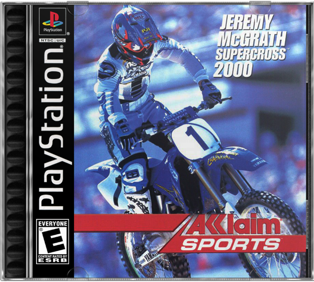 Jeremy McGrath Supercross 2000 PS1 PlayStation 1 motocross racing sports game dirt bike off road racing extreme sports retro video game cover art