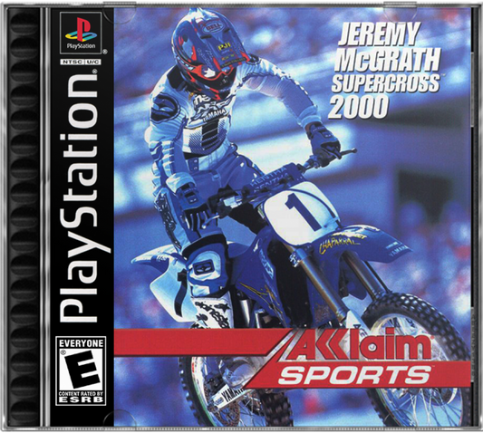 Jeremy McGrath Supercross 2000 PS1 PlayStation 1 motocross racing sports game dirt bike off road racing extreme sports retro video game cover art