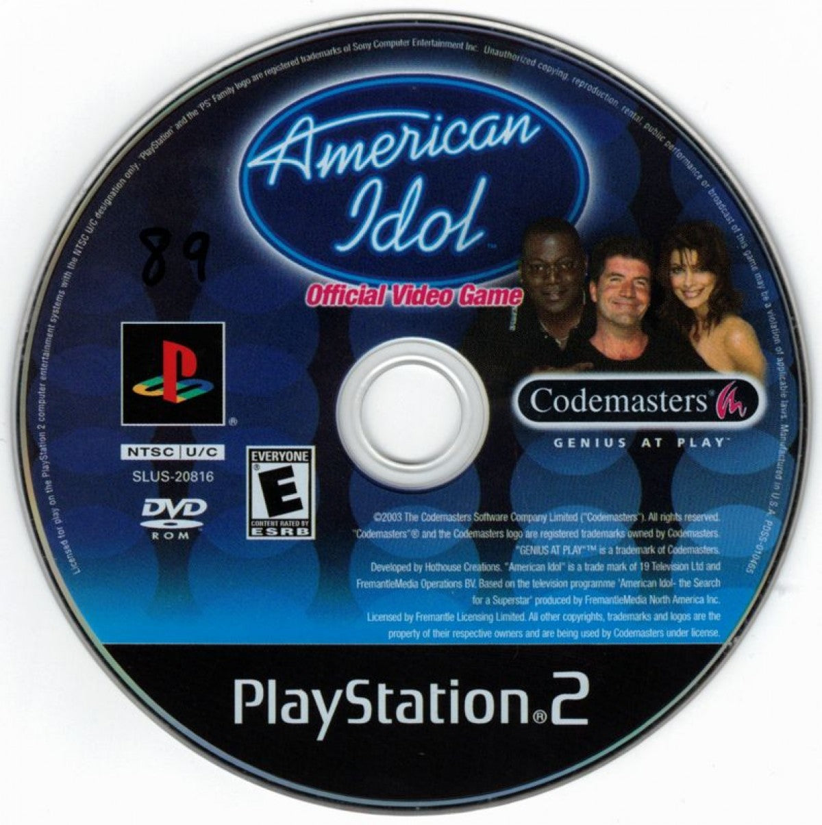American Idol PS2 music rhythm video game disc