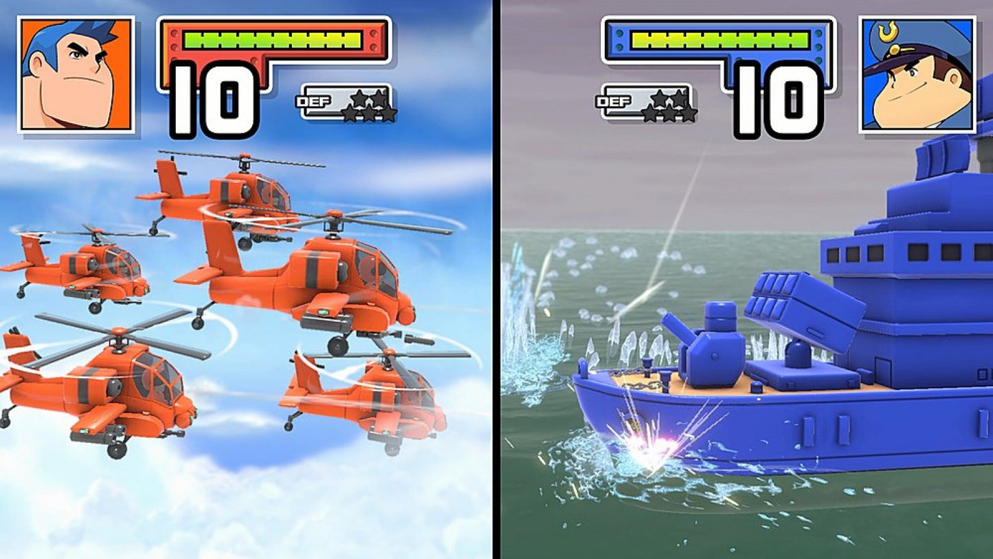 Advance Wars 1+2: Re‑Boot Camp gameplay for Nintendo Switch (NS) featuring remastered tactical strategy gameplay, commanding armies across grid‑based battlefields with updated visuals and classic campaigns.