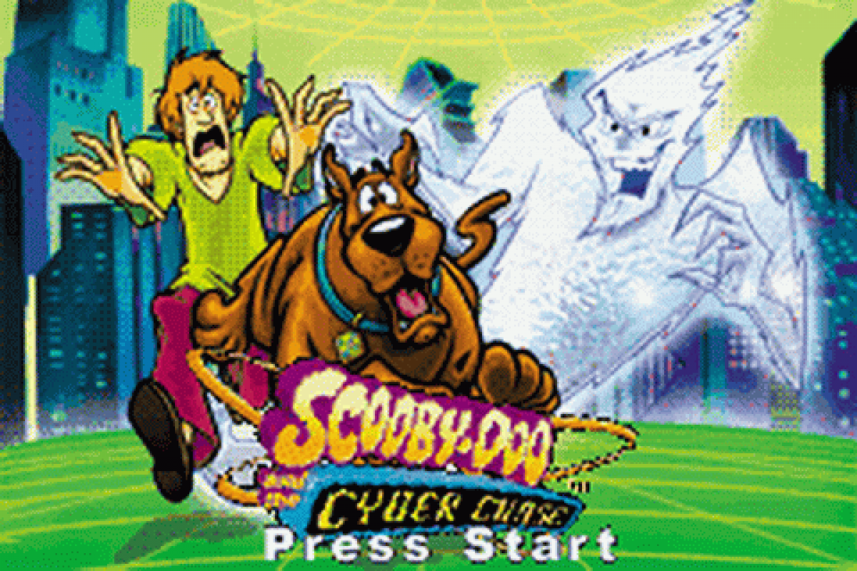 Scooby Doo: Cyber Chase / Mystery Mayhem title screen art for Game Boy Advance (GBA) video game