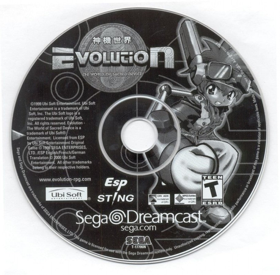 Evolution The World of Sacred Device Sega Dreamcast retro video game RPG disc
