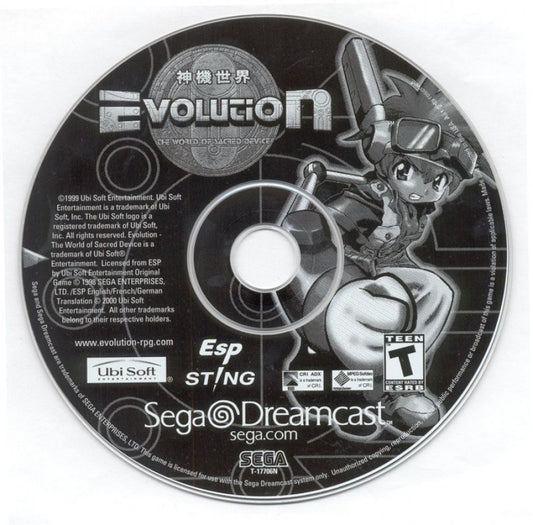 Evolution The World of Sacred Device Sega Dreamcast retro video game RPG disc