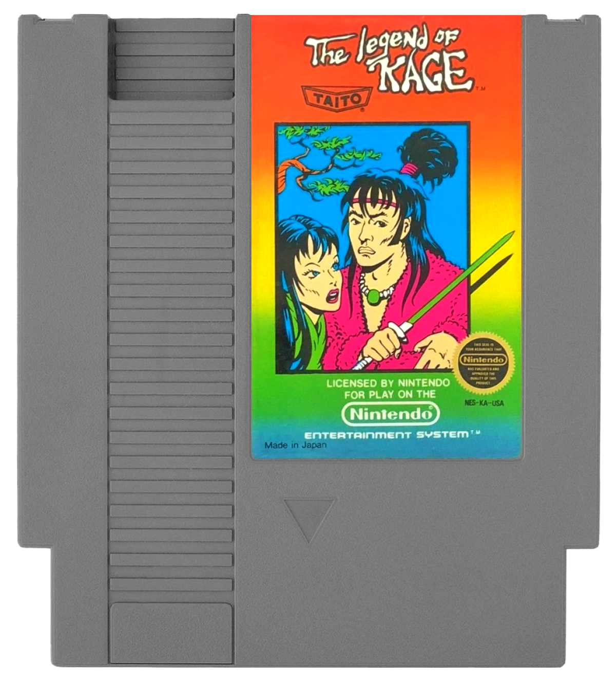 The Legend of Kage Complete in Box CIB Nintendo Entertainment System NES for retro video game enthusiasts featuring classic side scrolling action gameplay ninja combat acrobatic platforming rescue missions challenging enemies complete in box collectible gaming appeal cartridge