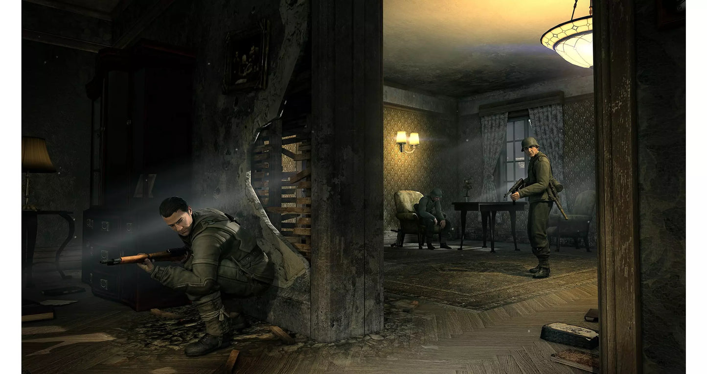 Sniper Elite V2 gameplay for Xbox 360 (X360) tactical stealth sniper shooter video game