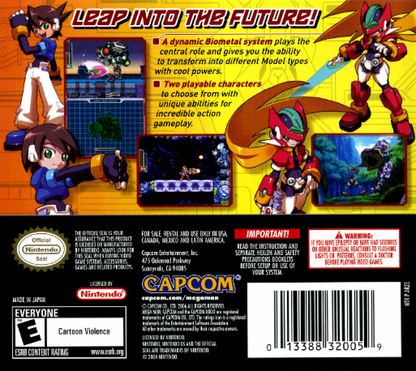 Mega Man ZX back of case for Nintendo DS (DS) action platformer video game