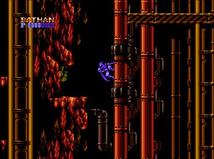 Batman The Video Game game for the Nintendo Entertainment System featuring side scrolling action platformer gameplay with wall jumping mechanics projectile weapons and challenging levels as Batman battles enemies across Gotham City inspired by the 1989 film gameplay