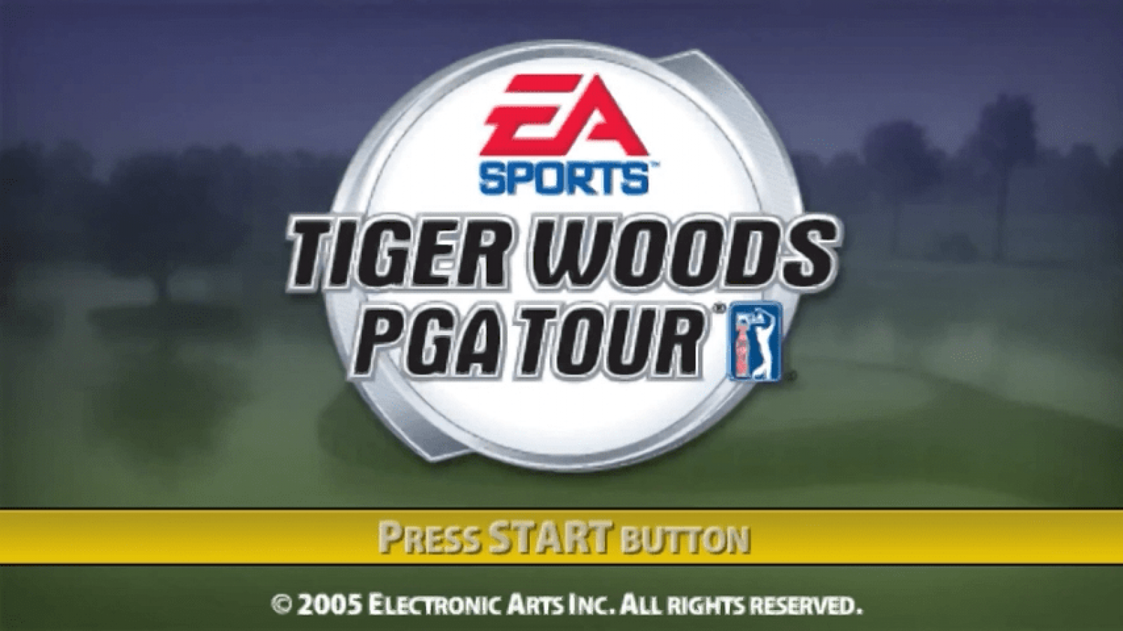 Tiger Woods PGA Tour title screen for  PlayStation Portable video game.