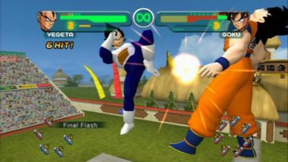 Dragon Ball Z Budokai Greatest Hits PlayStation 2 PS2 fighting video game featuring Goku Vegeta Gohan Piccolo Frieza and other Dragon Ball Z characters fast-paced arena combat energy attacks powerful transformations story mode special moves and classic PlayStation 2 PS2 gameplay collectible retro gaming appeal gameplay