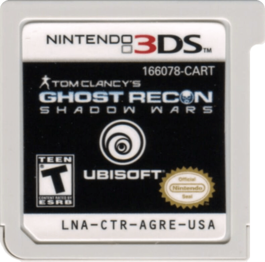 Tom Clancys Ghost Recon Shadow Wars Nintendo 3DS video game featuring tactical turn based strategy gameplay squad based combat military missions and Ubisoft handheld strategy title cartridge